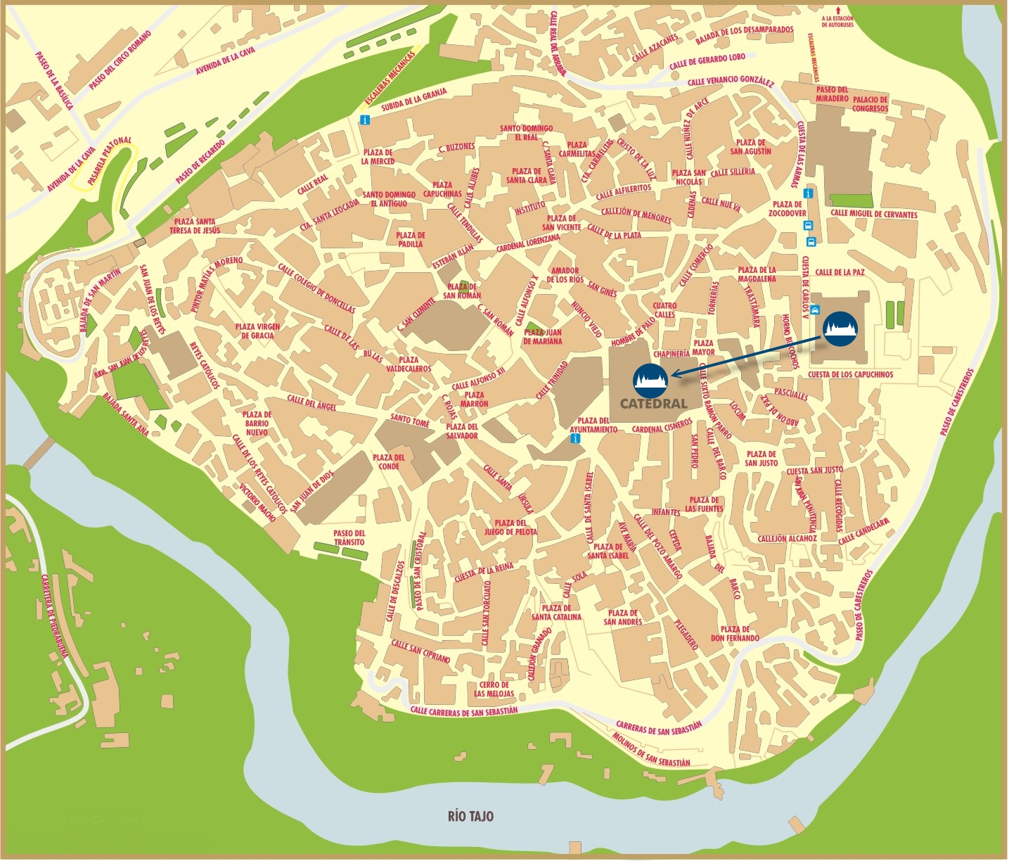 Guía en Toledo - Plano ruta Alcázar y Catedral