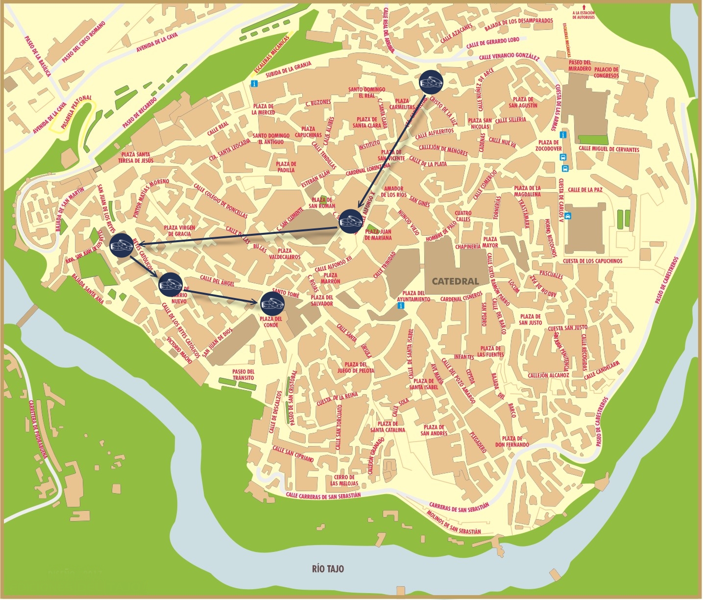 Guía en Toledo - Plano ruta Pulsera Turística